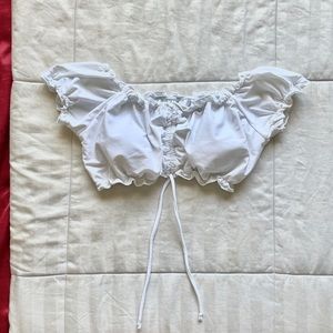 White “italian” ruffled swimsuit top